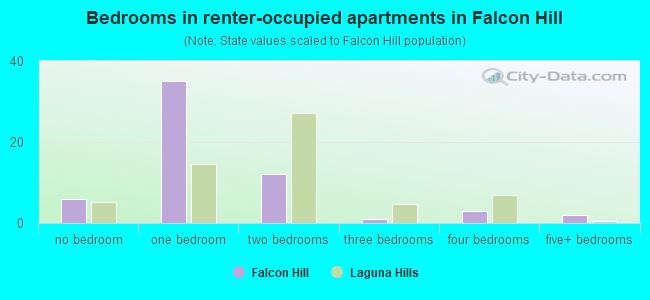 Bedrooms in renter-occupied apartments in Falcon Hill