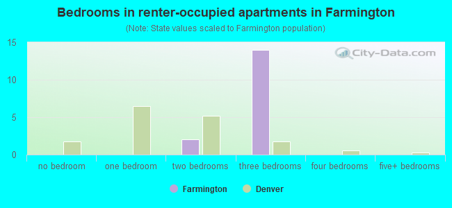 Bedrooms in renter-occupied apartments in Farmington
