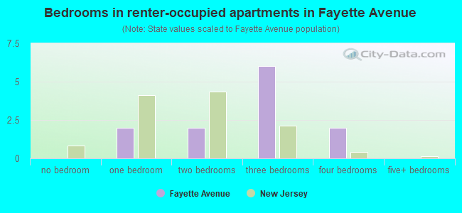 Bedrooms in renter-occupied apartments in Fayette Avenue