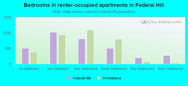 Bedrooms in renter-occupied apartments in Federal Hill
