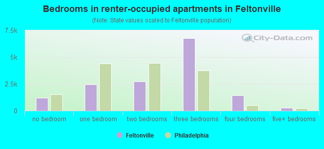 Bedrooms in renter-occupied apartments in Feltonville