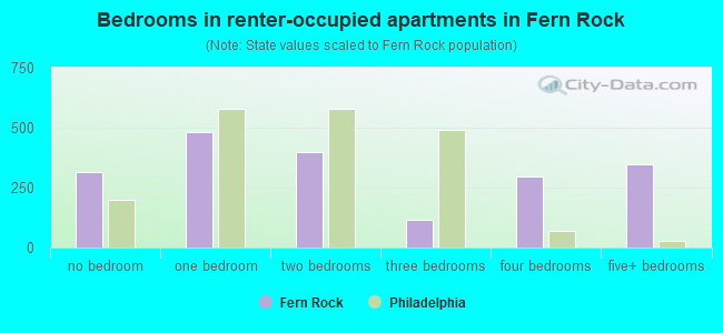 Bedrooms in renter-occupied apartments in Fern Rock