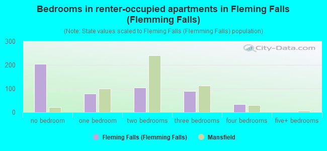 Bedrooms in renter-occupied apartments in Fleming Falls (Flemming Falls)