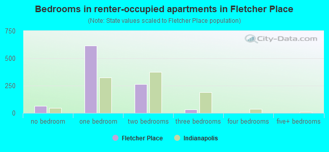 Bedrooms in renter-occupied apartments in Fletcher Place
