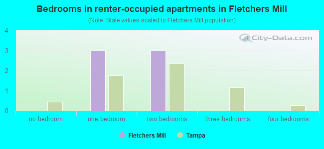 Bedrooms in renter-occupied apartments in Fletchers Mill