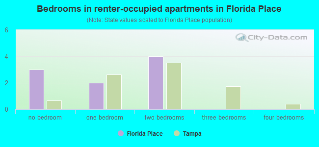 Bedrooms in renter-occupied apartments in Florida Place