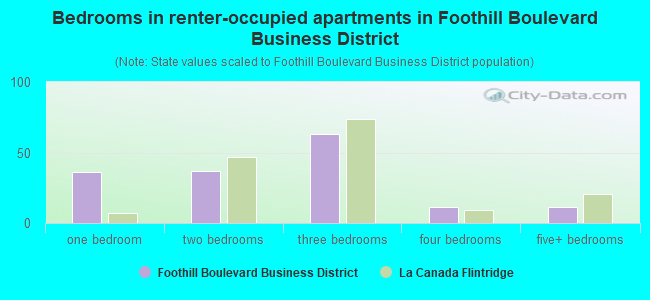 Bedrooms in renter-occupied apartments in Foothill Boulevard Business District