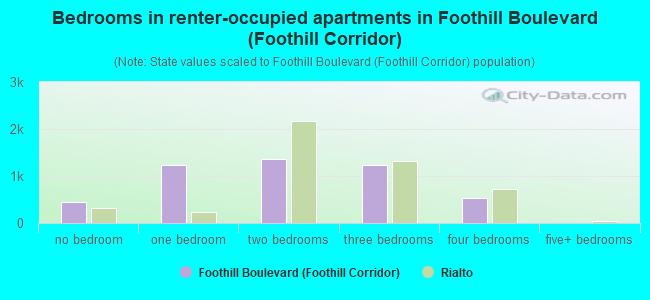 Bedrooms in renter-occupied apartments in Foothill Boulevard (Foothill Corridor)