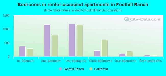 Bedrooms in renter-occupied apartments in Foothill Ranch