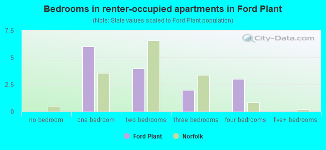 Bedrooms in renter-occupied apartments in Ford Plant