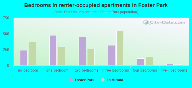 Bedrooms in renter-occupied apartments in Foster Park