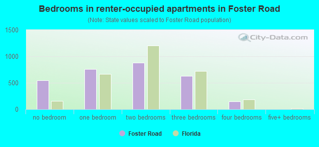 Bedrooms in renter-occupied apartments in Foster Road