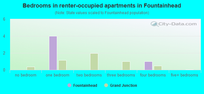 Bedrooms in renter-occupied apartments in Fountainhead