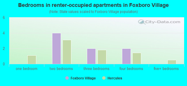 Bedrooms in renter-occupied apartments in Foxboro Village