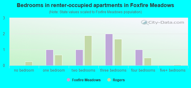 Bedrooms in renter-occupied apartments in Foxfire Meadows