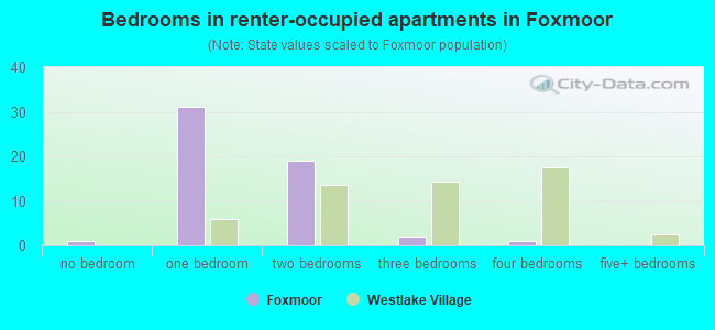 Bedrooms in renter-occupied apartments in Foxmoor