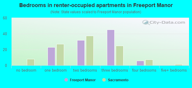 Bedrooms in renter-occupied apartments in Freeport Manor