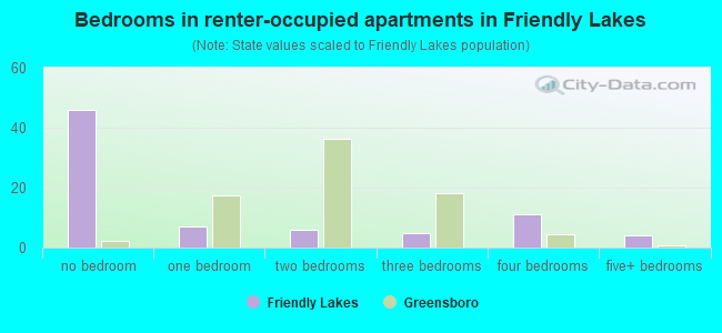Bedrooms in renter-occupied apartments in Friendly Lakes