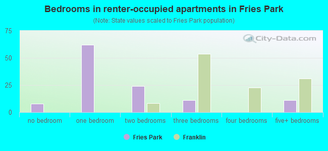 Bedrooms in renter-occupied apartments in Fries Park