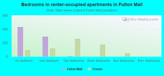 Bedrooms in renter-occupied apartments in Fulton Mall