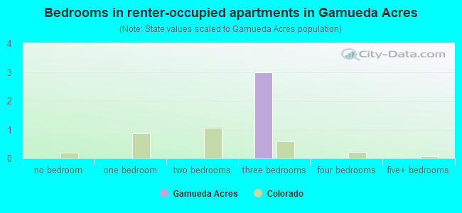 Bedrooms in renter-occupied apartments in Gamueda Acres