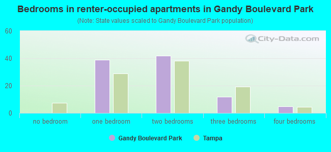 Bedrooms in renter-occupied apartments in Gandy Boulevard Park