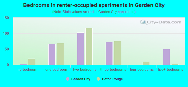 Bedrooms in renter-occupied apartments in Garden City