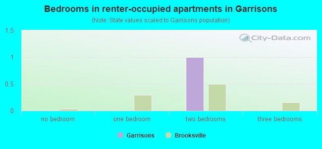 Bedrooms in renter-occupied apartments in Garrisons