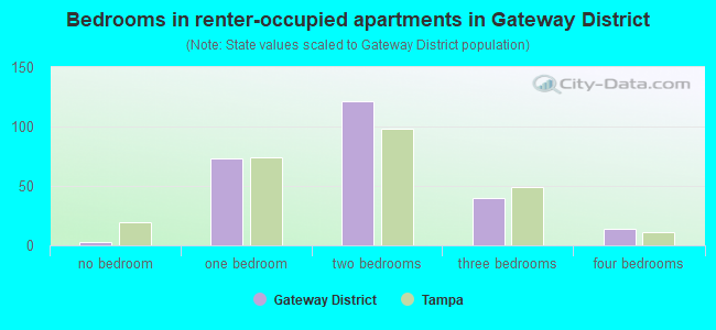 Bedrooms in renter-occupied apartments in Gateway District