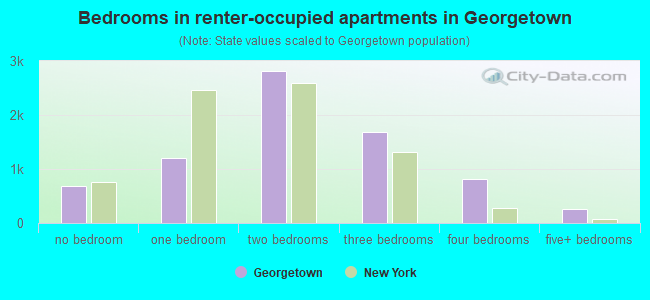Bedrooms in renter-occupied apartments in Georgetown
