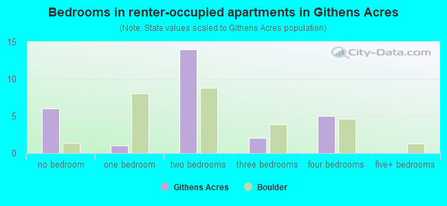 Bedrooms in renter-occupied apartments in Githens Acres