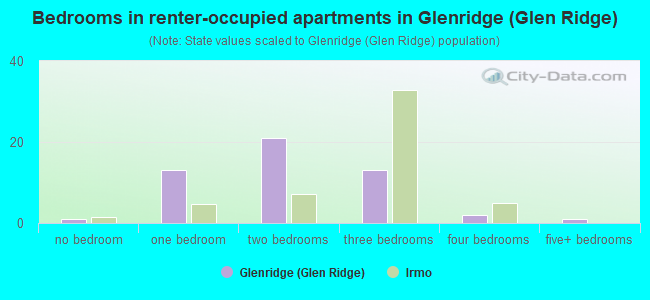 Bedrooms in renter-occupied apartments in Glenridge (Glen Ridge)