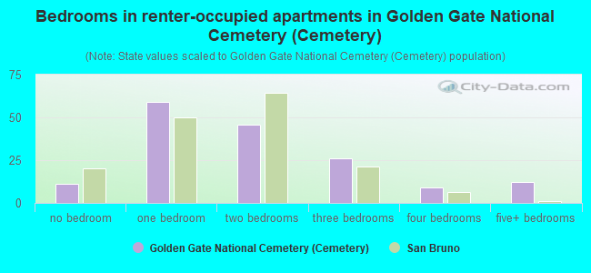 Bedrooms in renter-occupied apartments in Golden Gate National Cemetery (Cemetery)