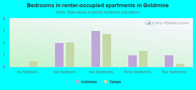Bedrooms in renter-occupied apartments in Goldmine