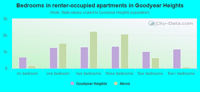 Bedrooms in renter-occupied apartments in Goodyear Heights