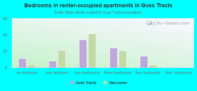 Bedrooms in renter-occupied apartments in Goss Tracts