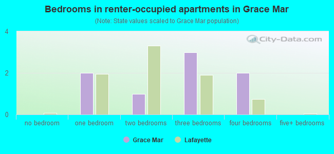 Bedrooms in renter-occupied apartments in Grace Mar