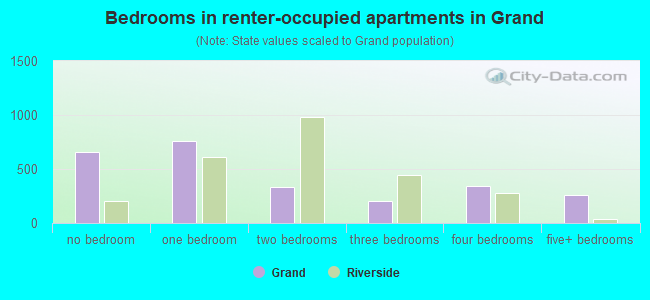 Bedrooms in renter-occupied apartments in Grand