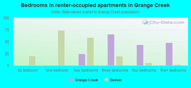 Bedrooms in renter-occupied apartments in Grange Creek