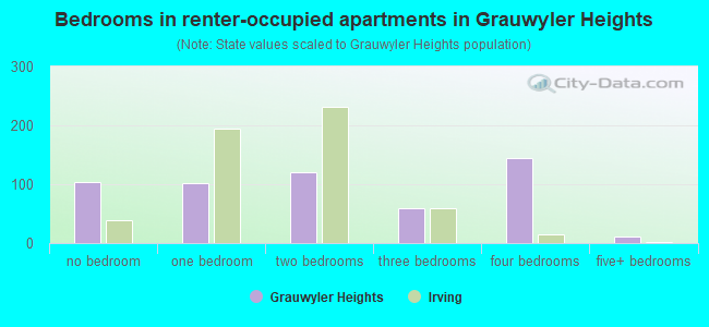 Bedrooms in renter-occupied apartments in Grauwyler Heights