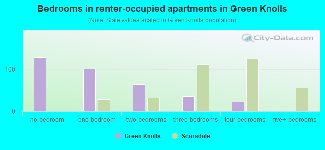 Bedrooms in renter-occupied apartments in Green Knolls