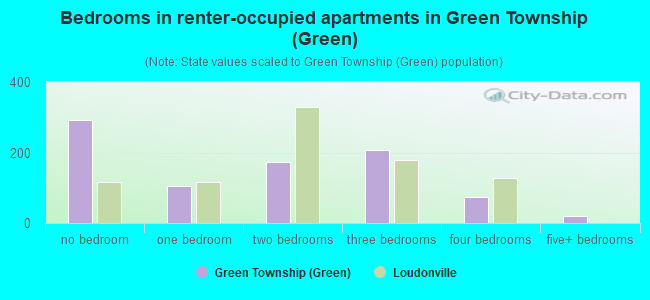 Bedrooms in renter-occupied apartments in Green Township (Green)