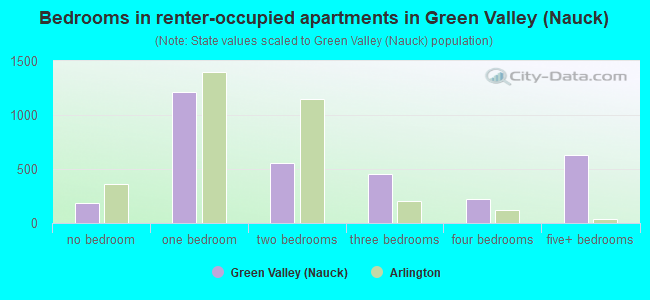 Bedrooms in renter-occupied apartments in Green Valley (Nauck)