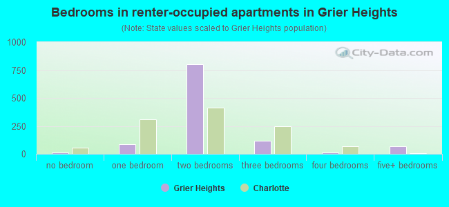 Bedrooms in renter-occupied apartments in Grier Heights