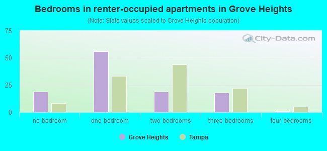 Bedrooms in renter-occupied apartments in Grove Heights