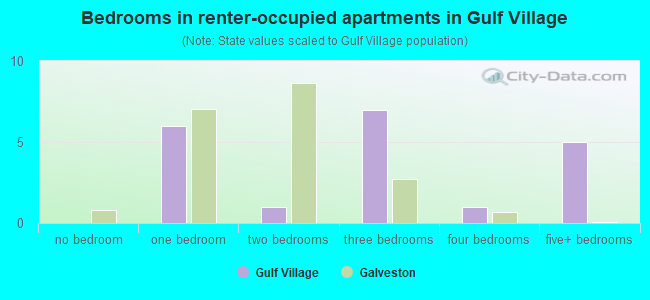 Bedrooms in renter-occupied apartments in Gulf Village