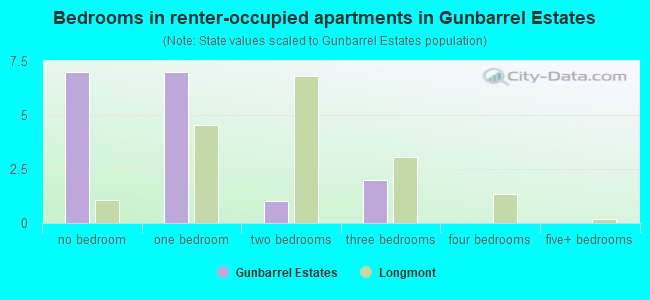 Bedrooms in renter-occupied apartments in Gunbarrel Estates