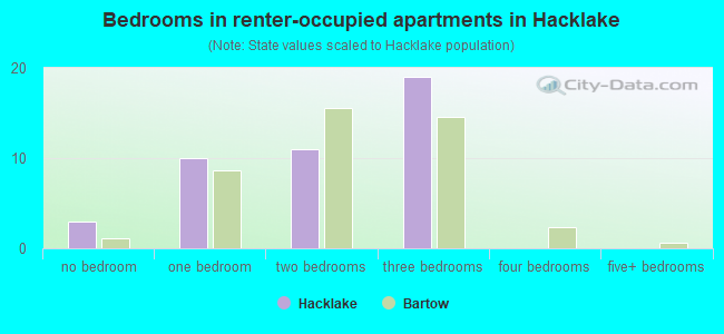 Bedrooms in renter-occupied apartments in Hacklake