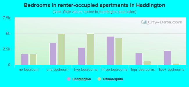 Bedrooms in renter-occupied apartments in Haddington