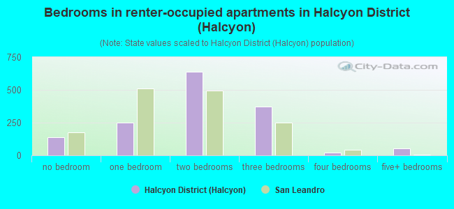 Bedrooms in renter-occupied apartments in Halcyon District (Halcyon)